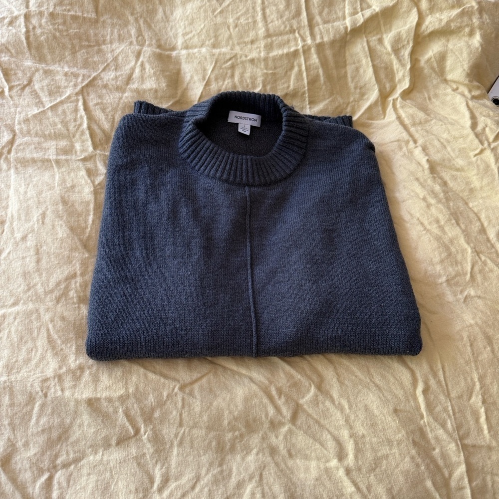 Nordstrom Wool Blend Gray Ribbed Crew Neck Sweater – Size Small - Picture 6 of 7